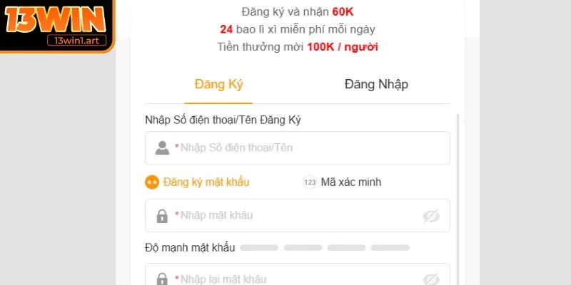 Hướng dẫn đăng ký giải trí tại Thể Thao 13WIN